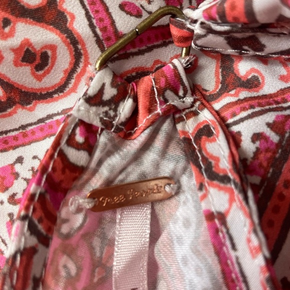 FREE PEOPLE PINK PRINTED SILKY SCARF TOP SIZE MEDIUM - Picture 8 of 8